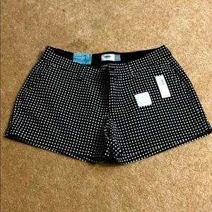 Black and white embroidered shorts